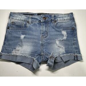 Lucky Brand Denim Jean Shorts Girls 10 Riley Shorts Frayed Distressed Stretch